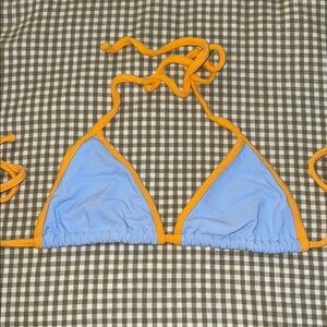 Frankie's Bikinis Blue and Orange Bikini Top